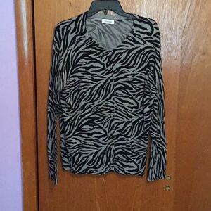 Calvin Klein Zebra Pattern Cardigan - Black and Gray